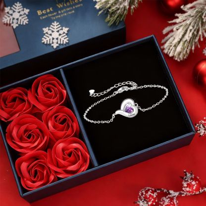 Personalisiertes, verstellbares Herz-Geburtsstein-Armband mit 1-5 Namen