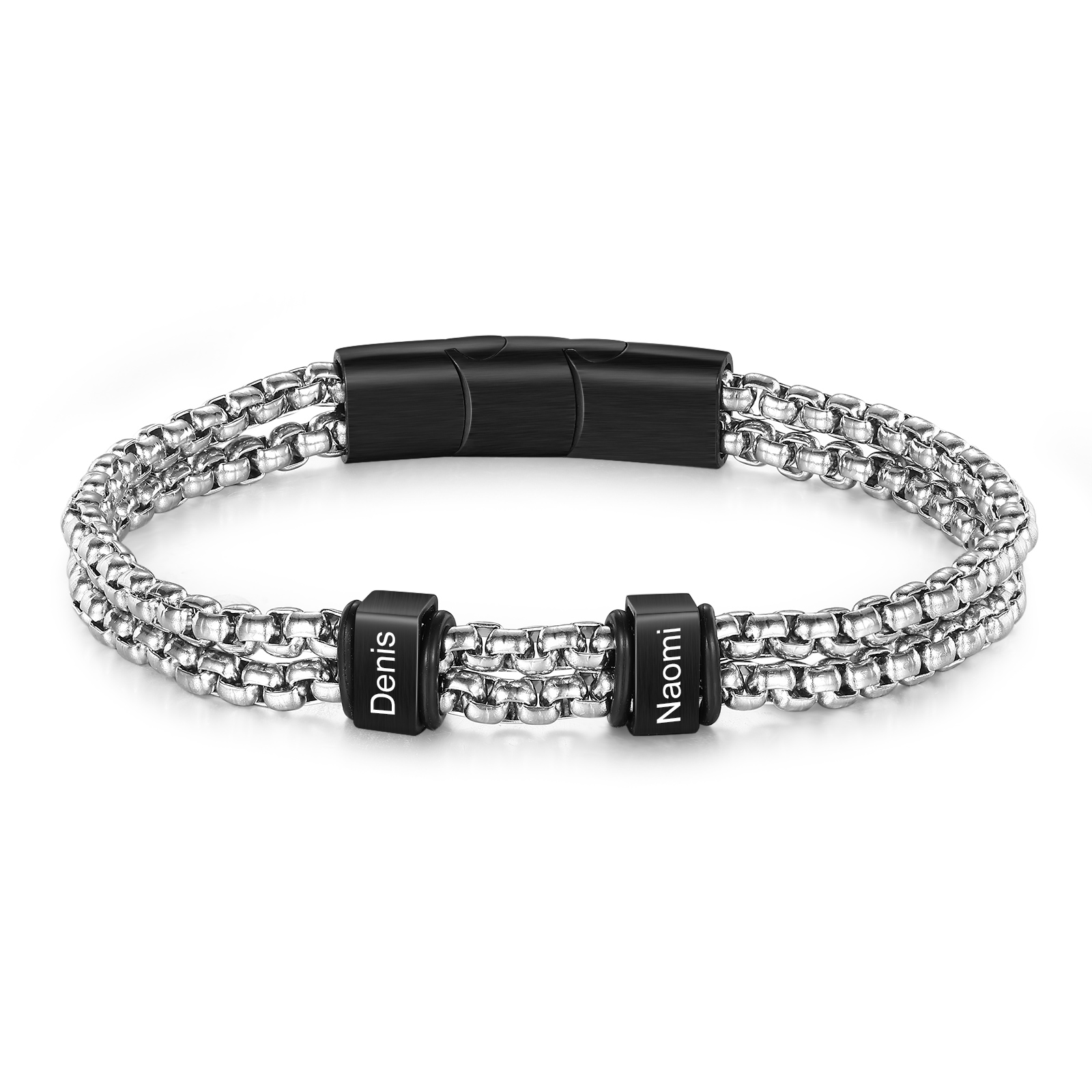 Herren Personalisierte 2 Namen Edelstahl Armband für Männer