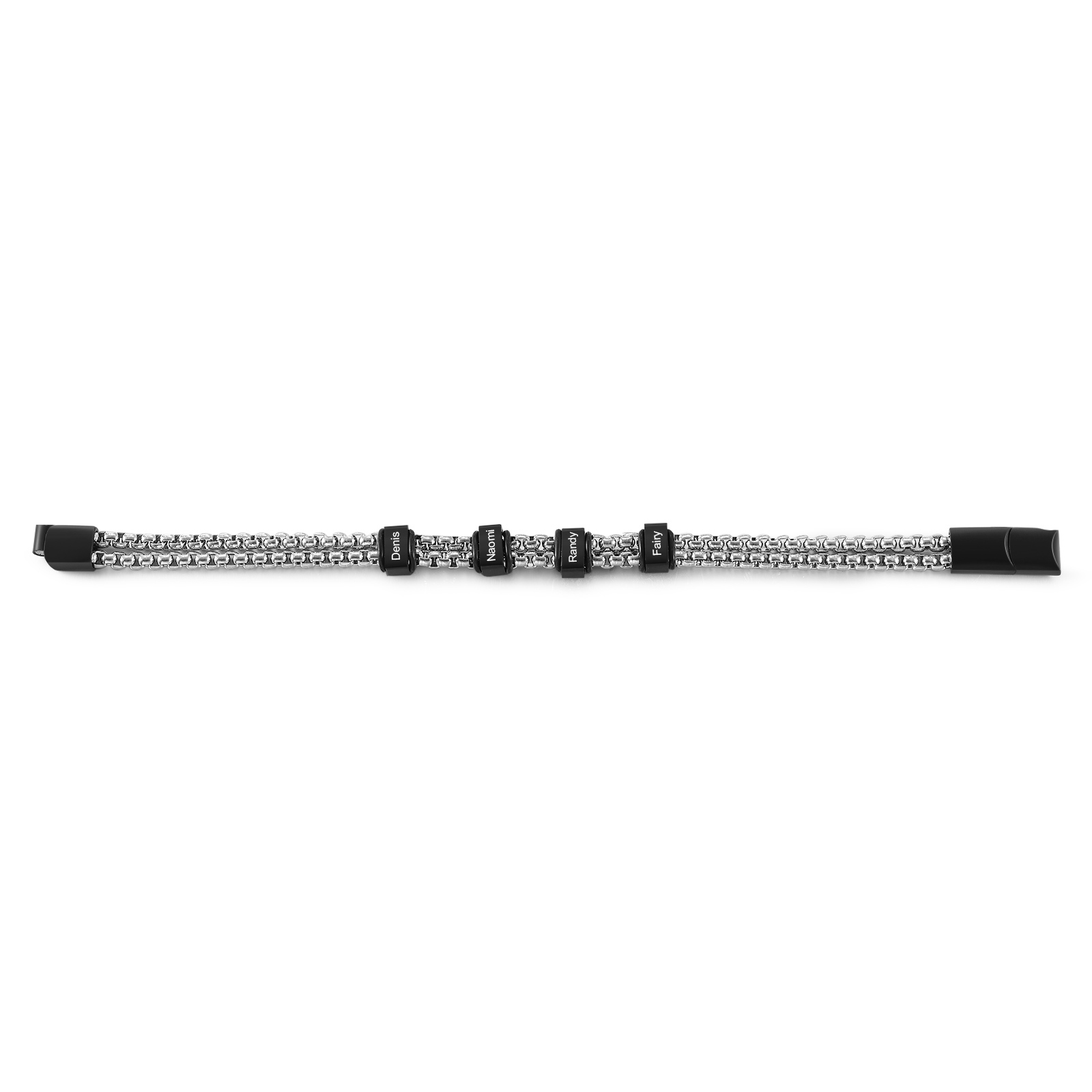 Herren Personalisierte 4 Namen Edelstahl Armband für Männer