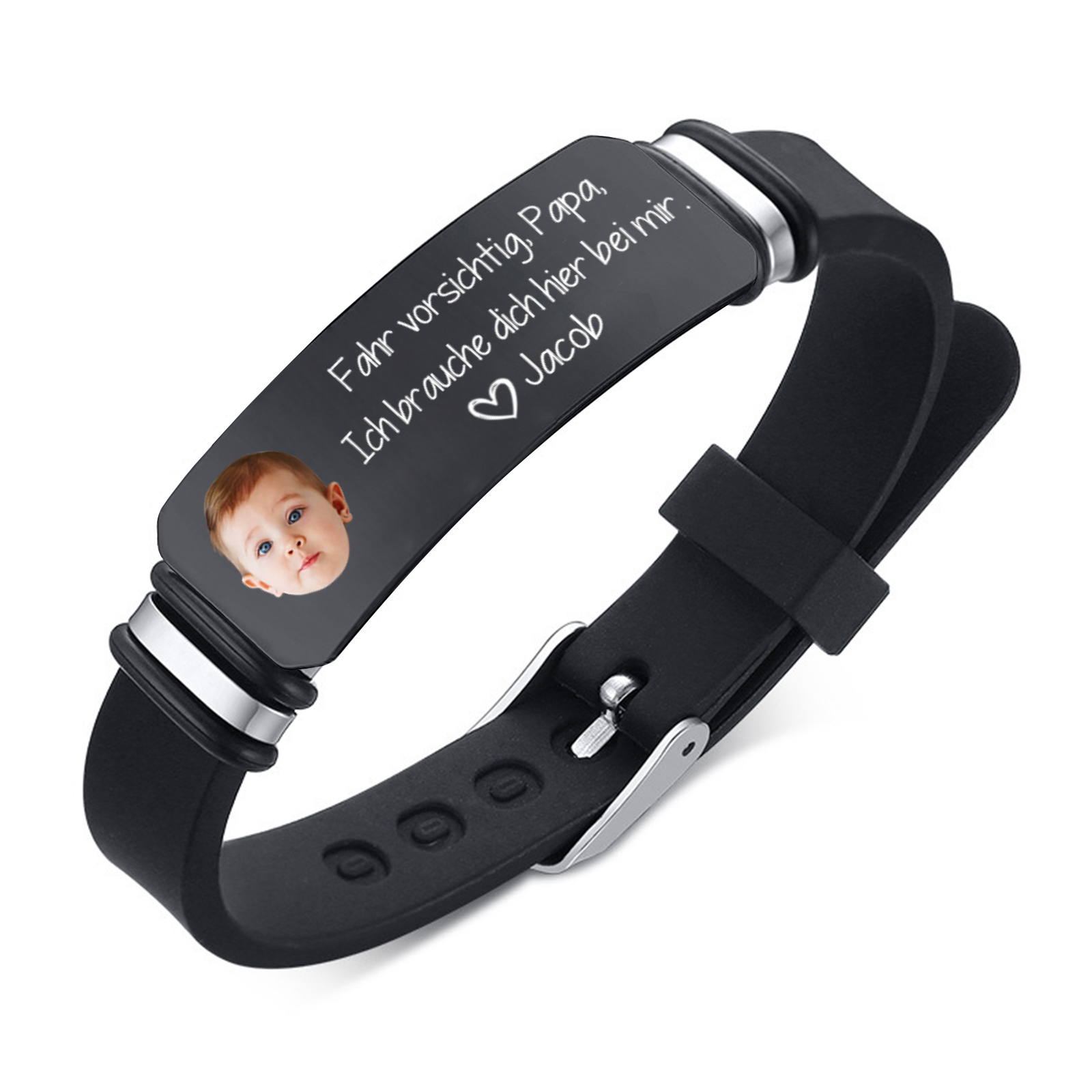 Herren Personalisierter 1 Name & Foto Leder Armband für Papa-Fahr vorsichtig, Papa,  Ich brauche dich hier bei mir.