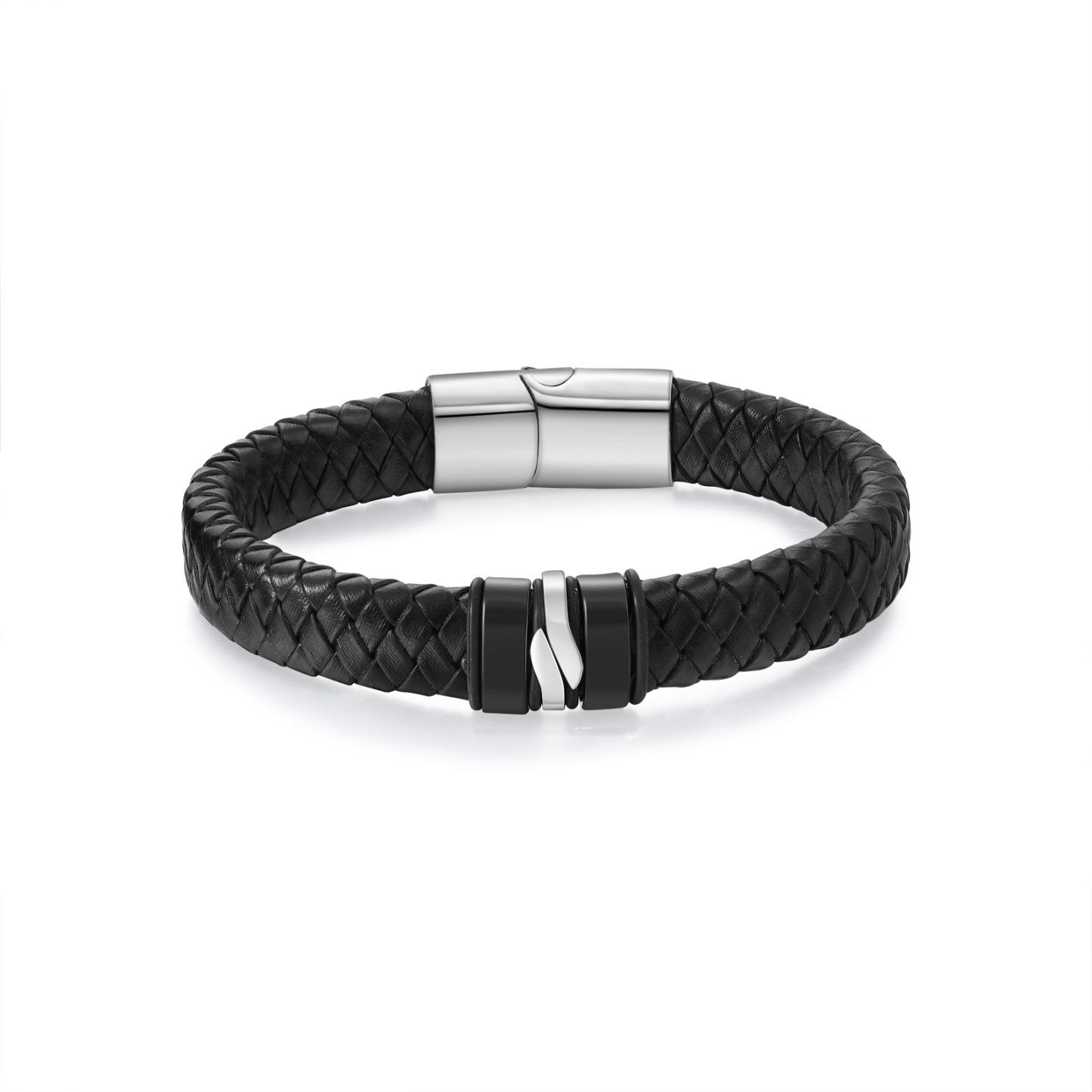Herren Personalisierte 2-5 Namen & Text Edelstahl schwarzer Armband für Männer/ Papa/Opa/Freund