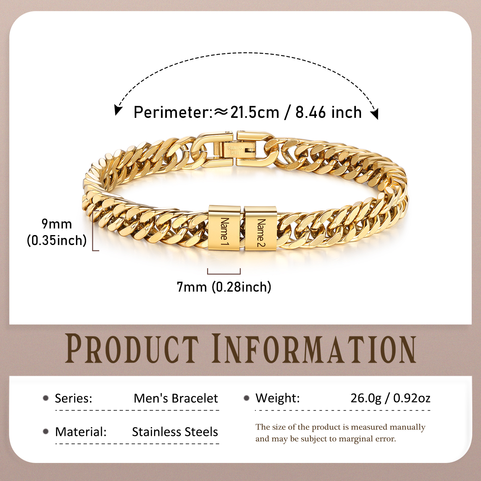 Personalisiertes 2-6 Namen Armband für Männer mit individueller Gravur – Geschenk für Opa/Papa