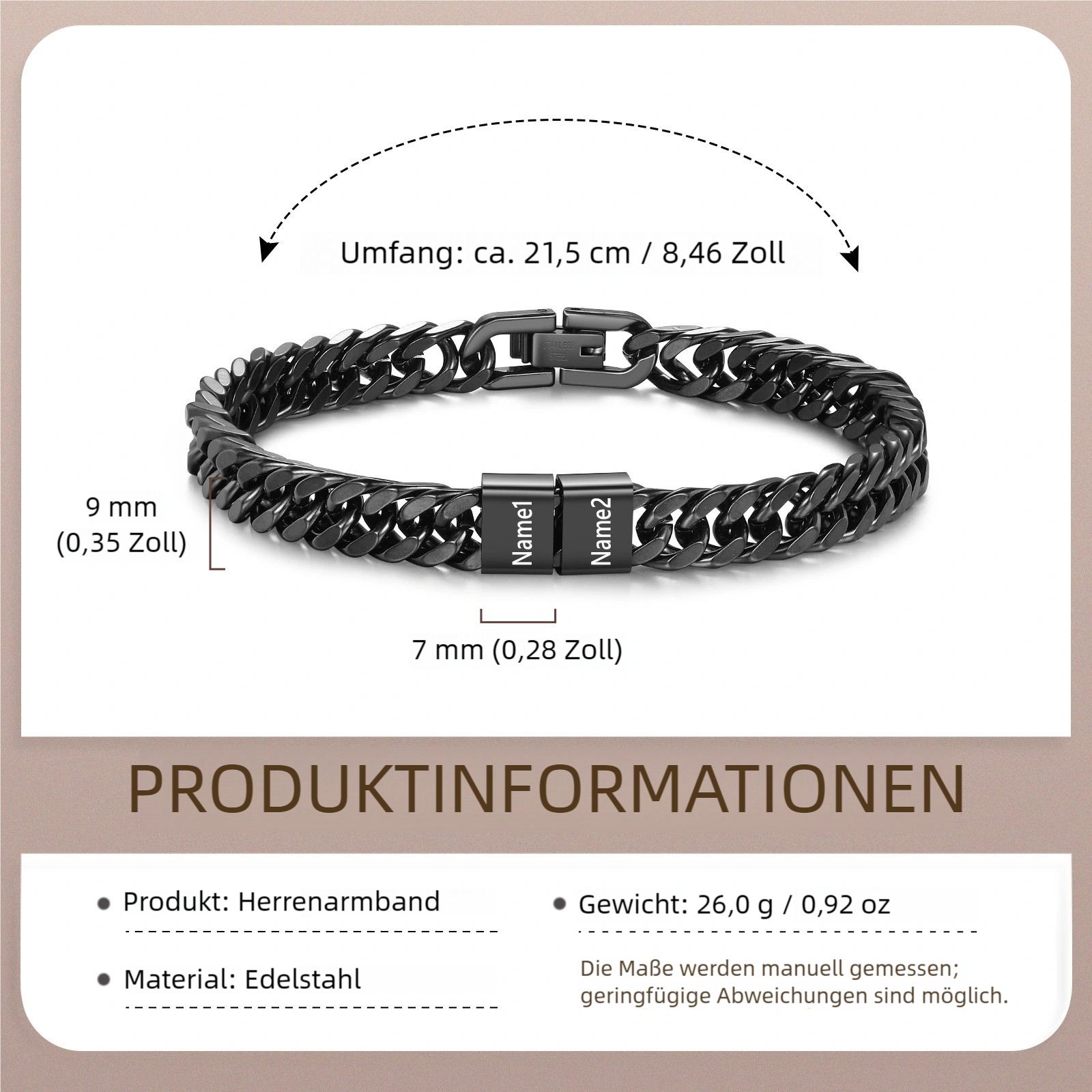 Personalisiertes Panzerarmband für Herren mit 2–6 Namen graviert Geschenk für Opa oder Papa