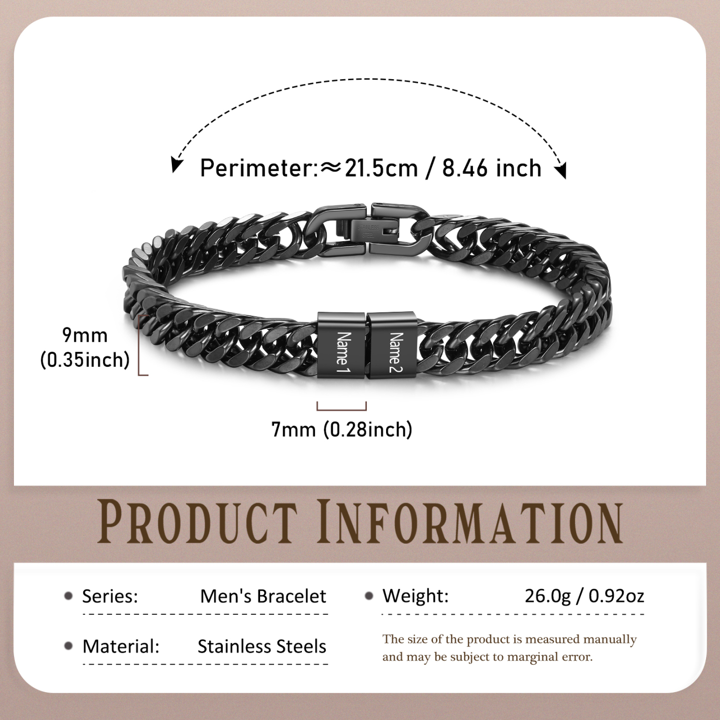 Personalisiertes 2-6 Namen Armband für Männer mit individueller Gravur – Geschenk für Opa/Papa