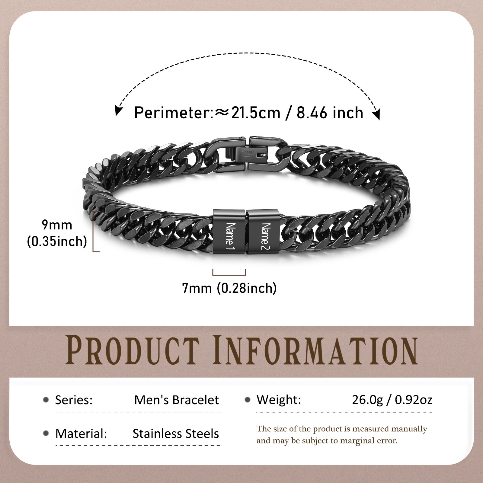 Personalisiertes 2-6 Namen Armband für Männer mit individueller Gravur – Geschenk für Opa/Papa