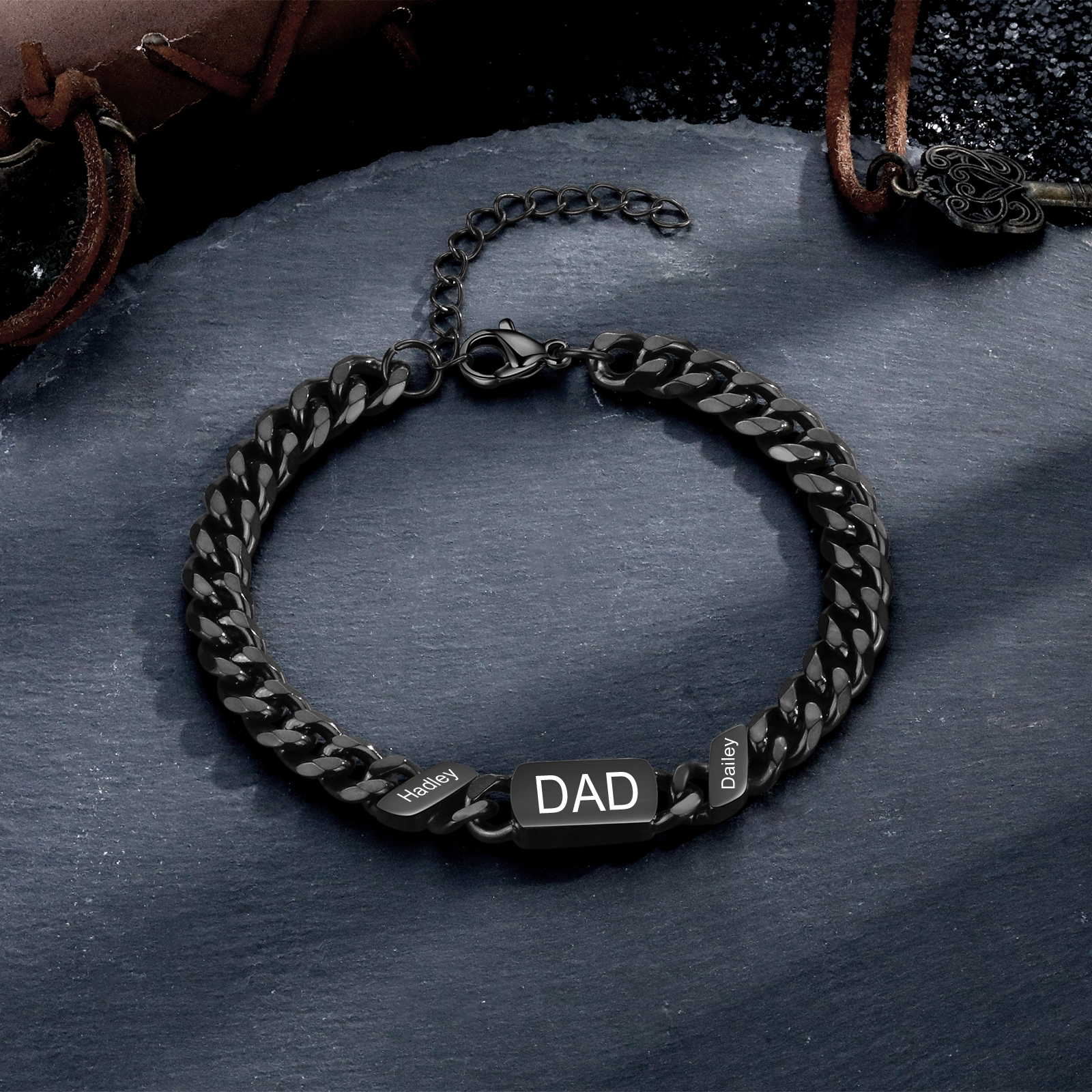 Herren Personalisierte 1-6 Namen Edelstahl Armband mit Text