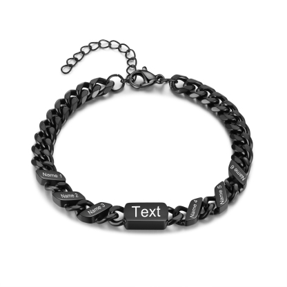 Personalisierbares Cuban-Link-Herrenarmband mit 1–6 Namen, Papa-Armband, Geschenk zum Vatertag, für Opa | Kettenmachen