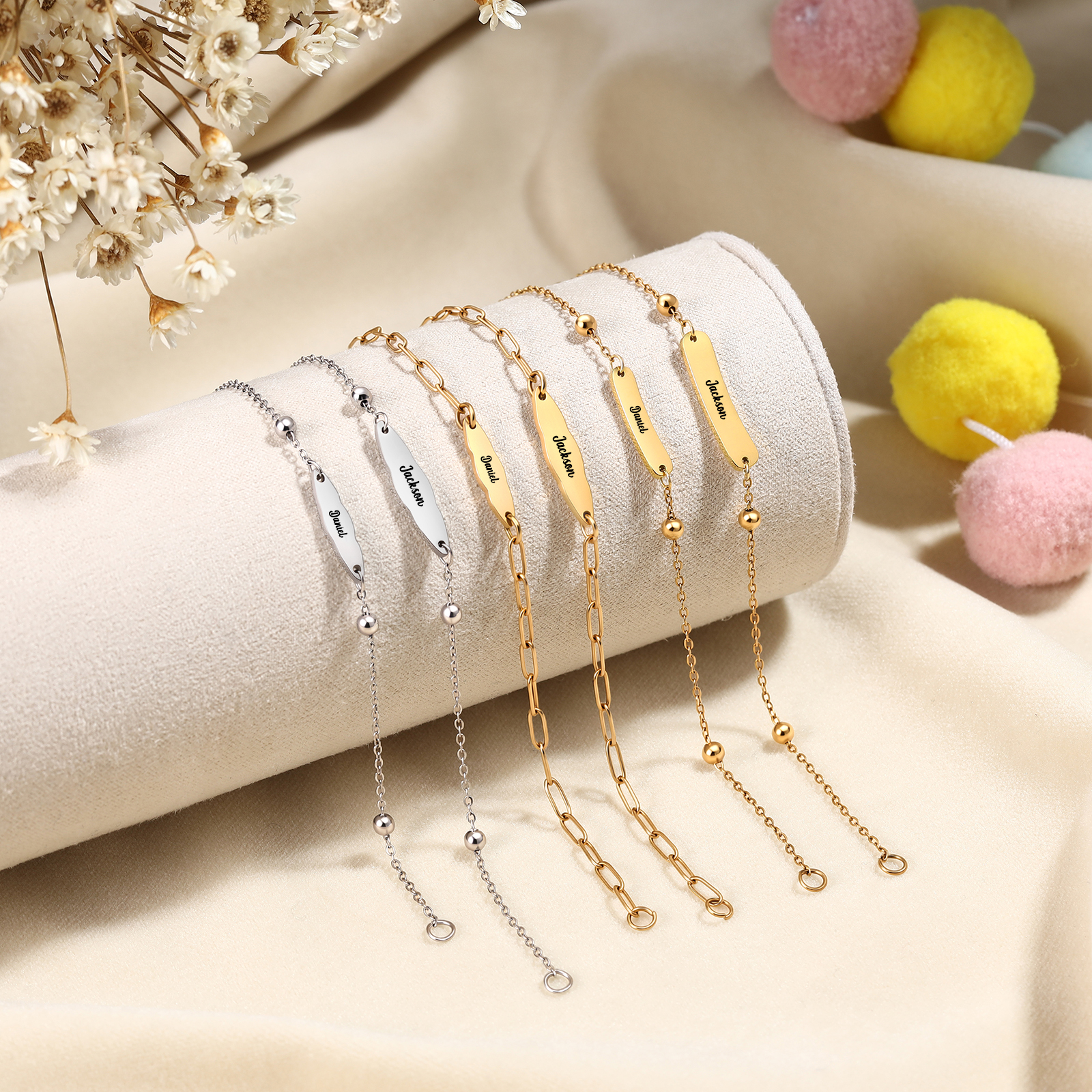 Personalisiertes Kinderarmband mit Namen Edelstahl-ID-Armband mit Mutmachkarte