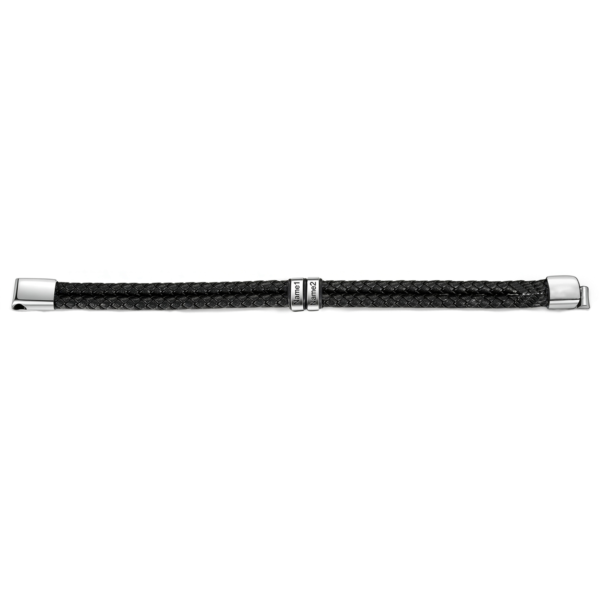 An meinen Sohn Herrenarmband mit Namensperlen und Gravurverschluss Silber, geflochten