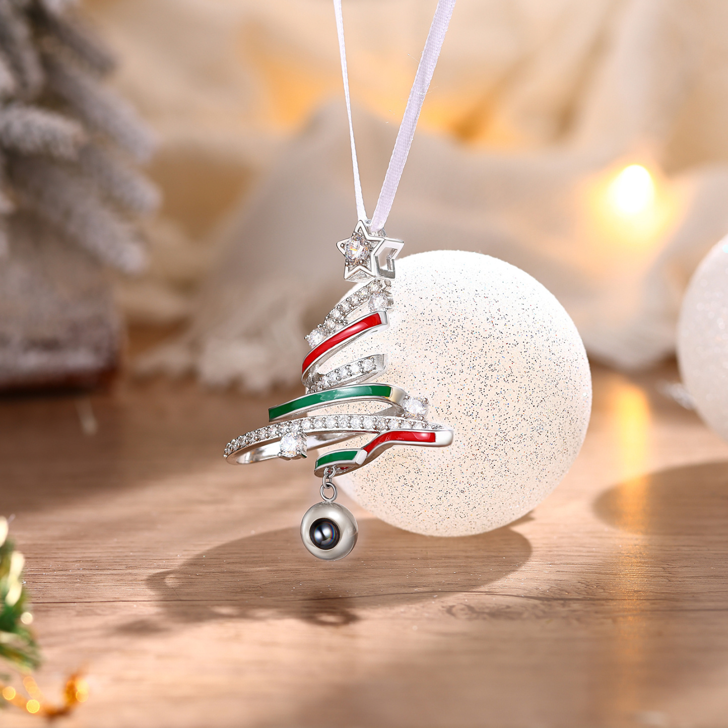 Personalisierter Tannenbaum Foto-Projektionsanhänger zu Weihnachten, Christbaumanhänger,  Weihnachtsanhänger, Ornament