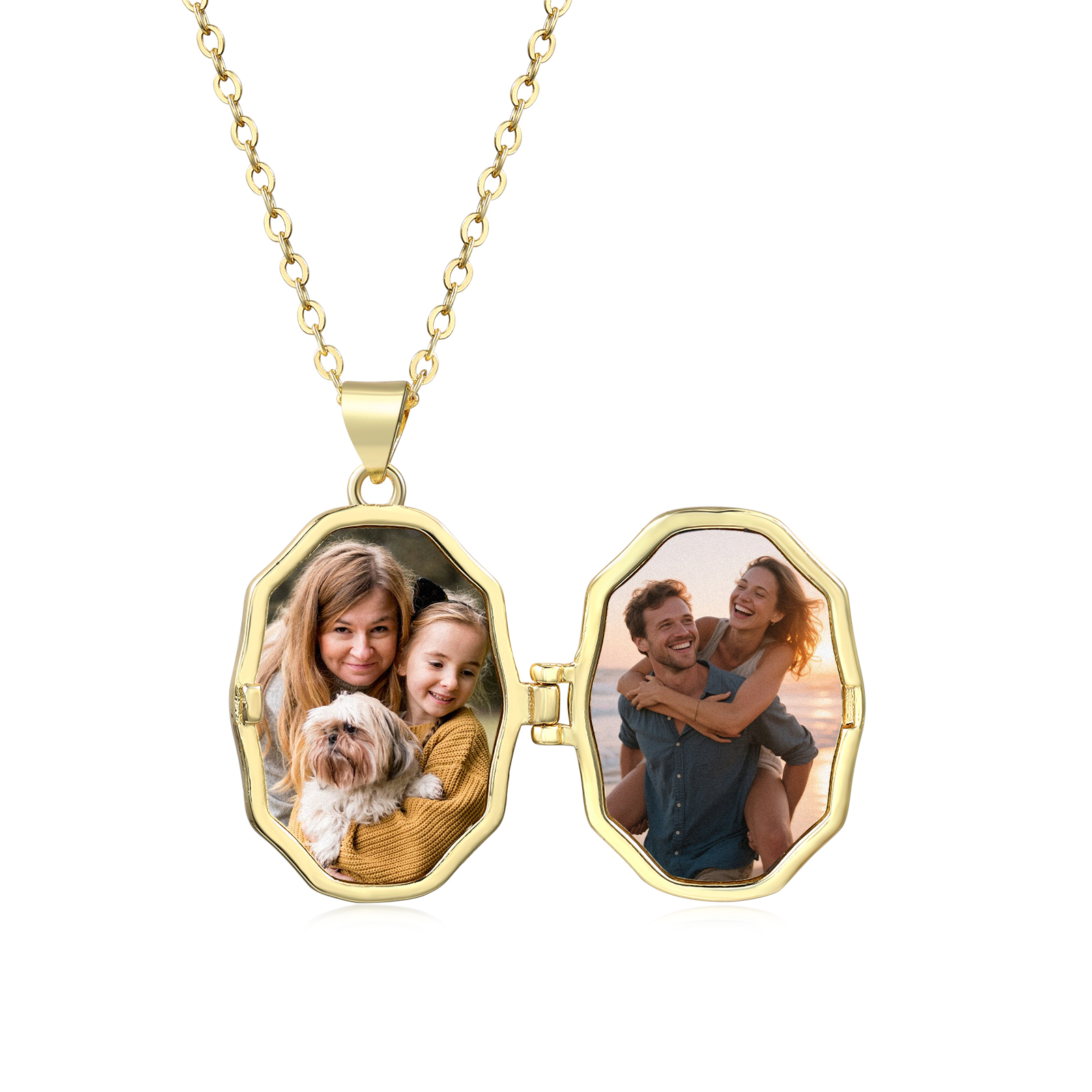 Personalisierte Kreuz Medaillon Halskette mit 2 Fotos personalisiert