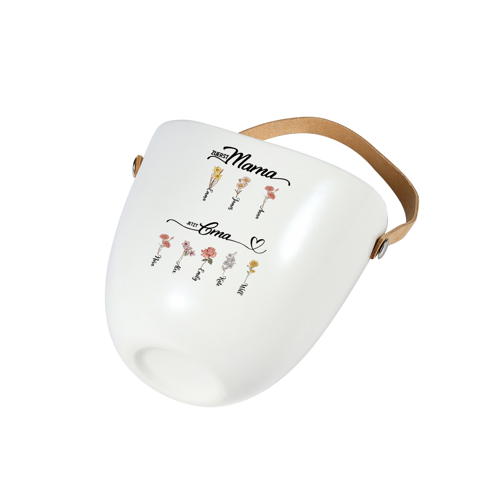 Personalised Hanging Planter Leather Strap For Mum Nan