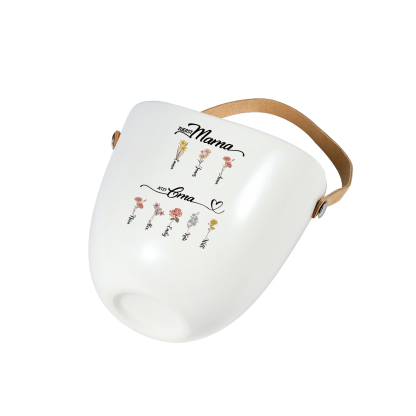 Personalised Hanging Planter Leather Strap For Mum Nan