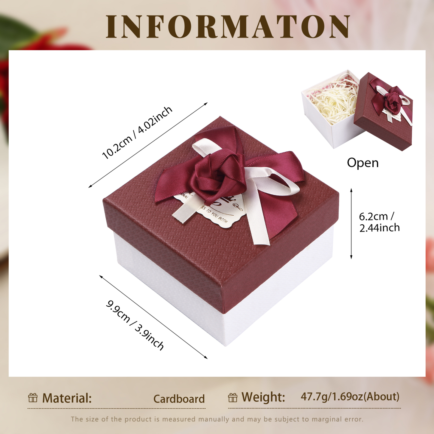 Rot & Weiß & Lila Exquisite Geschenkverpackung – Geschenkbox mit Blütenband
