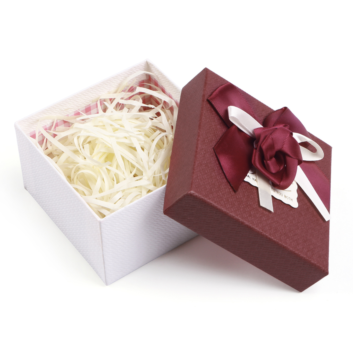 Rot & Weiß & Lila Exquisite Geschenkverpackung – Geschenkbox mit Blütenband