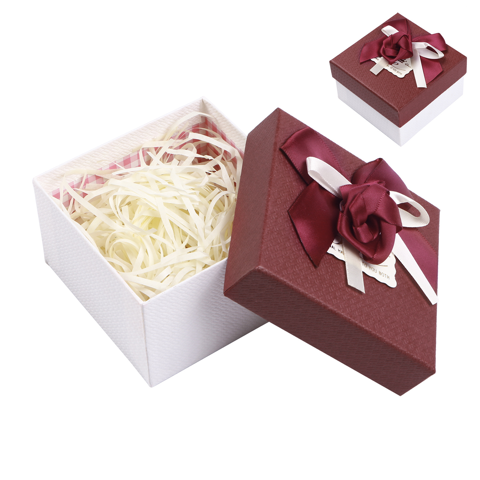 Rot & Weiß & Lila Exquisite Geschenkverpackung – Geschenkbox mit Blütenband