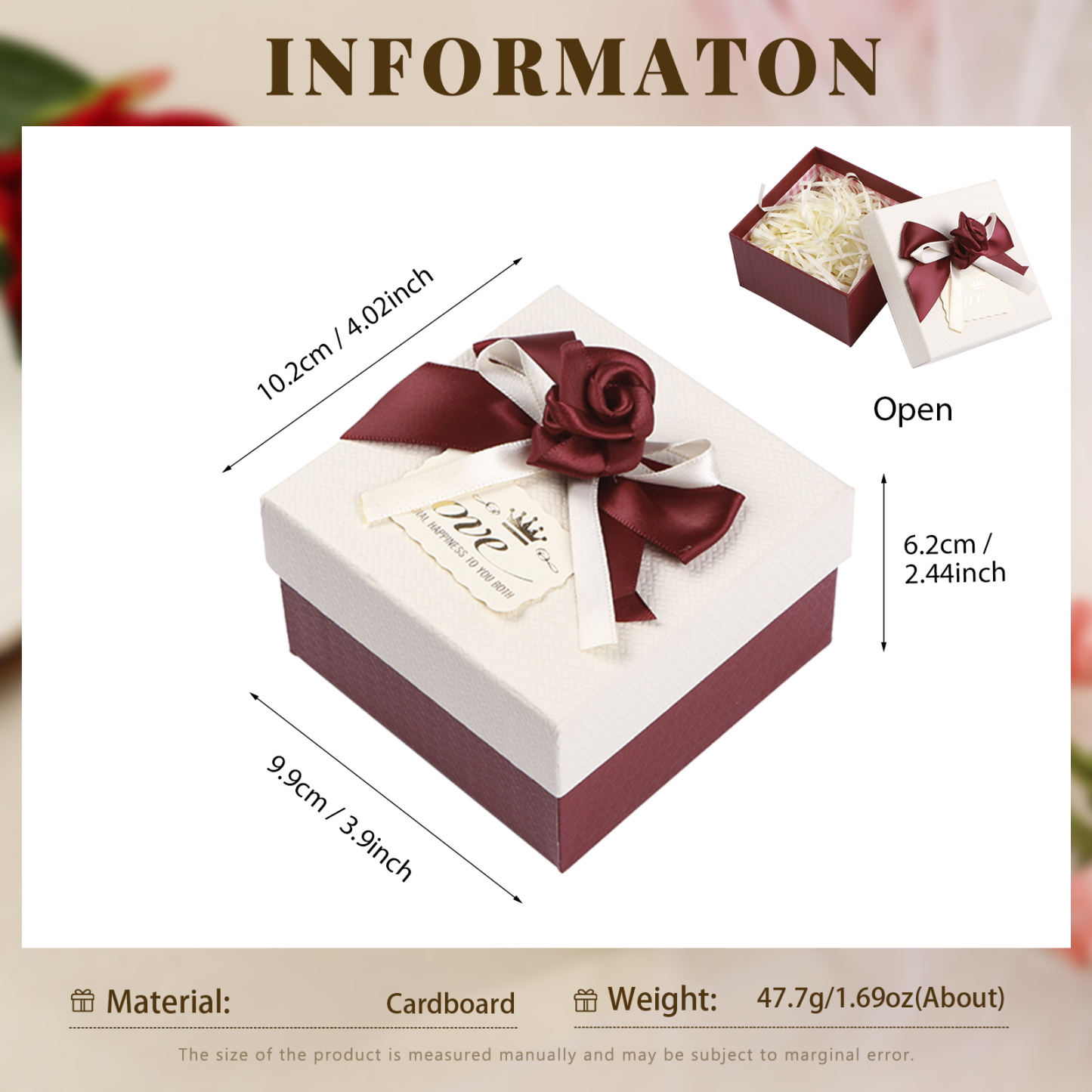 Rot & Weiß & Lila Exquisite Geschenkverpackung – Geschenkbox mit Blütenband
