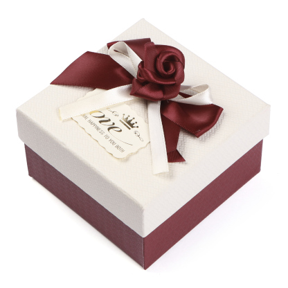 Rot & Weiß & Lila Exquisite Geschenkverpackung – Geschenkbox mit Blütenband