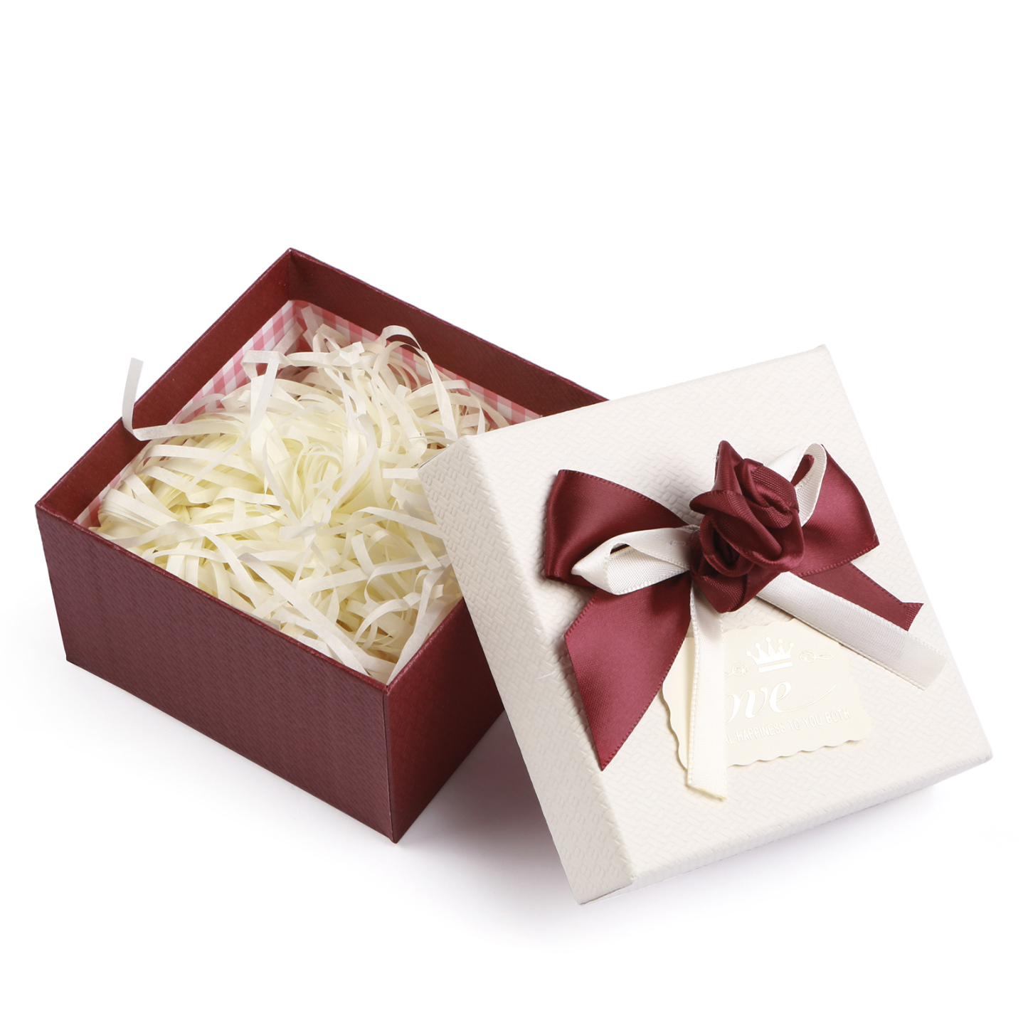 Rot & Weiß & Lila Exquisite Geschenkverpackung – Geschenkbox mit Blütenband