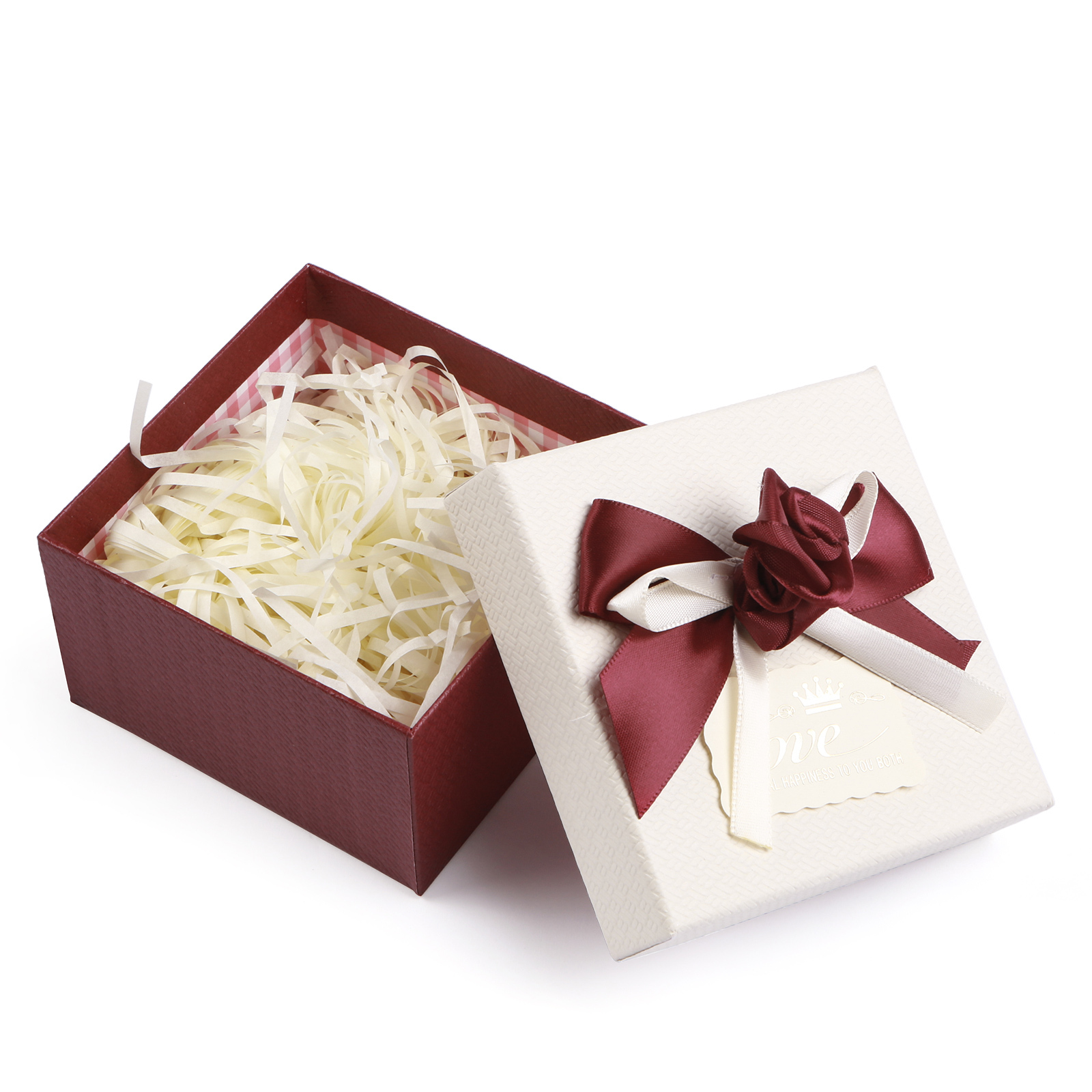 Rot & Weiß & Lila Exquisite Geschenkverpackung – Geschenkbox mit Blütenband