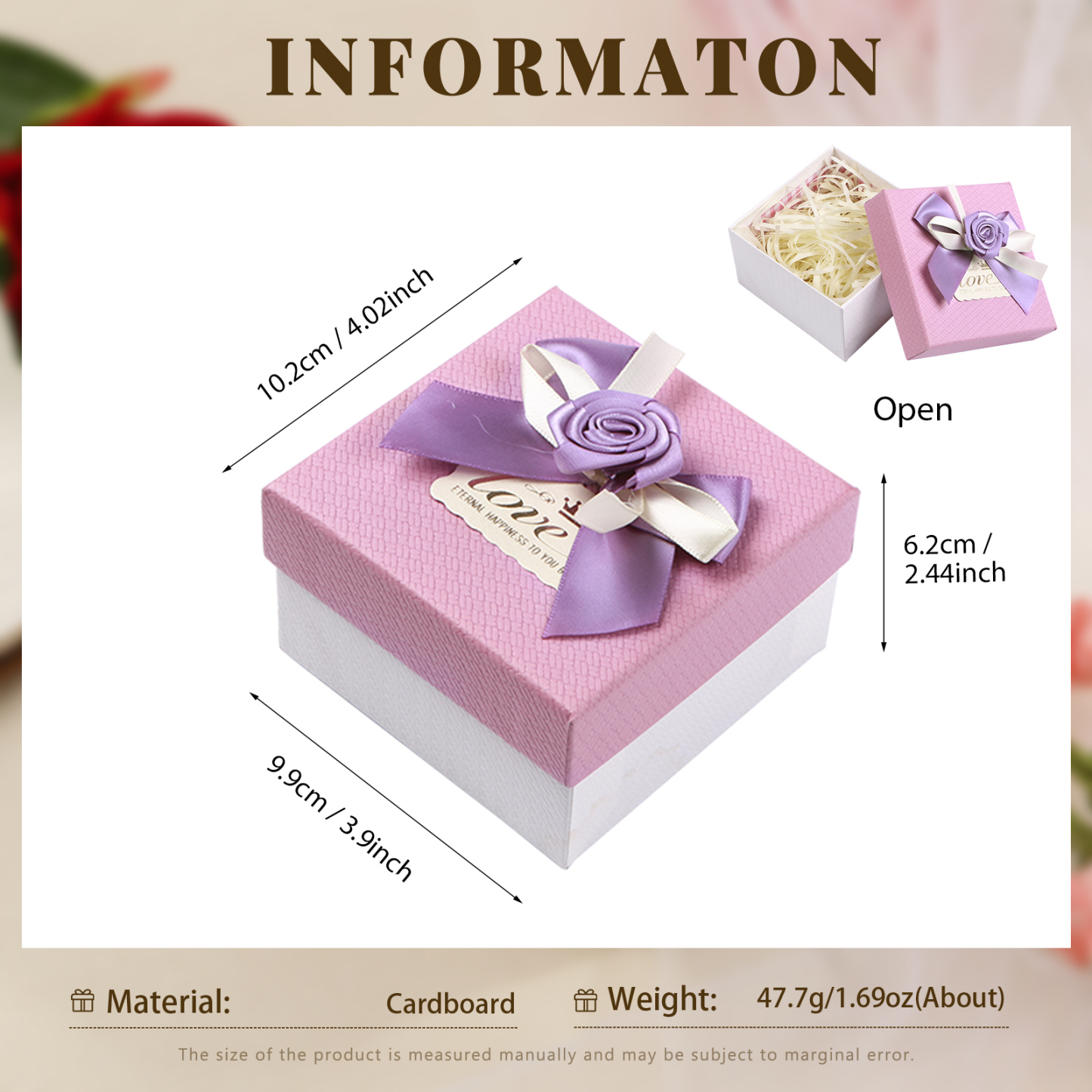 Rot & Weiß & Lila Exquisite Geschenkverpackung – Geschenkbox mit Blütenband