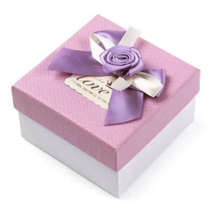 Rot & Weiß & Lila Exquisite Geschenkverpackung – Geschenkbox mit Blütenband