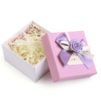 Rot & Weiß & Lila Exquisite Geschenkverpackung – Geschenkbox mit Blütenband