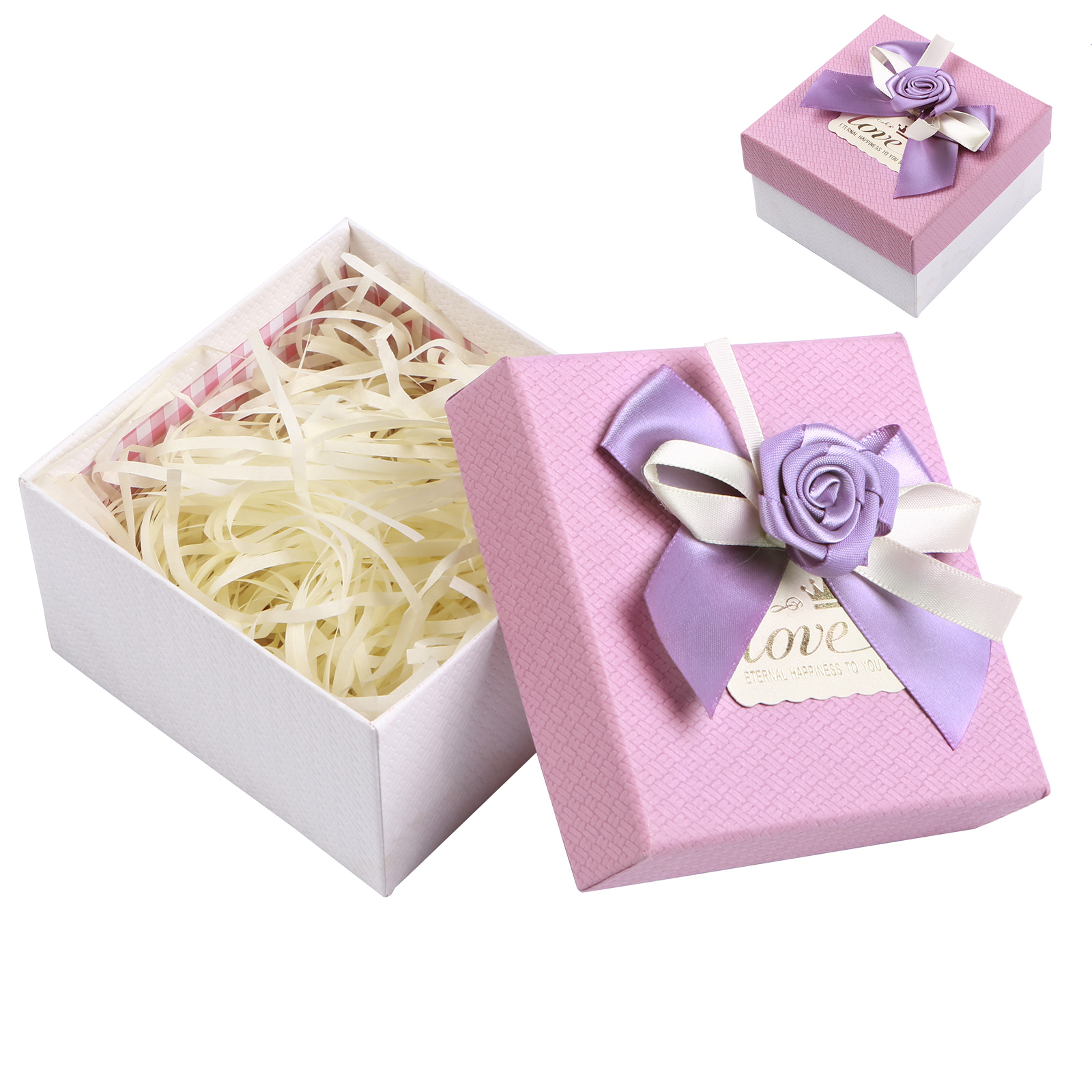 Rot & Weiß & Lila Exquisite Geschenkverpackung – Geschenkbox mit Blütenband