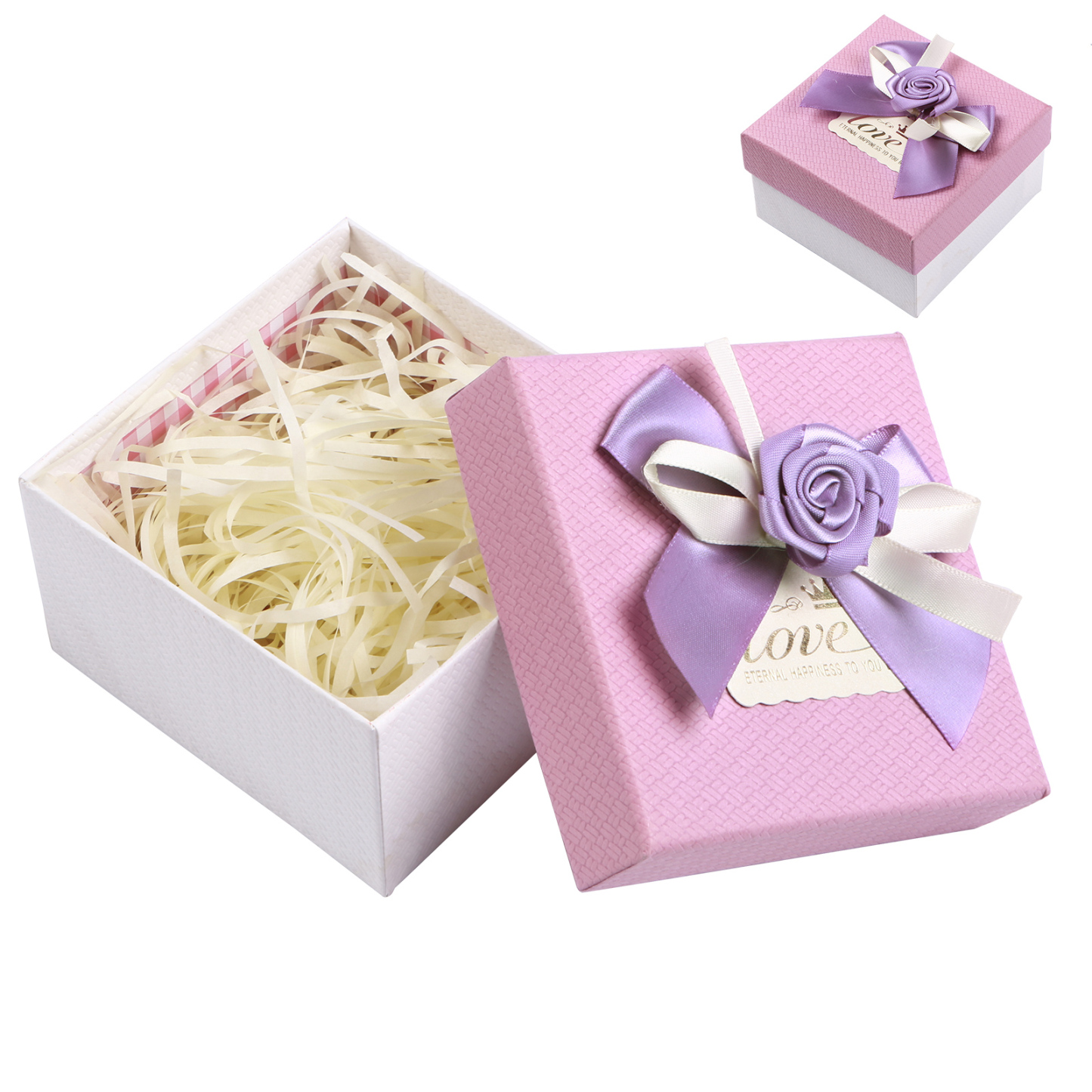 Rot & Weiß & Lila Exquisite Geschenkverpackung – Geschenkbox mit Blütenband