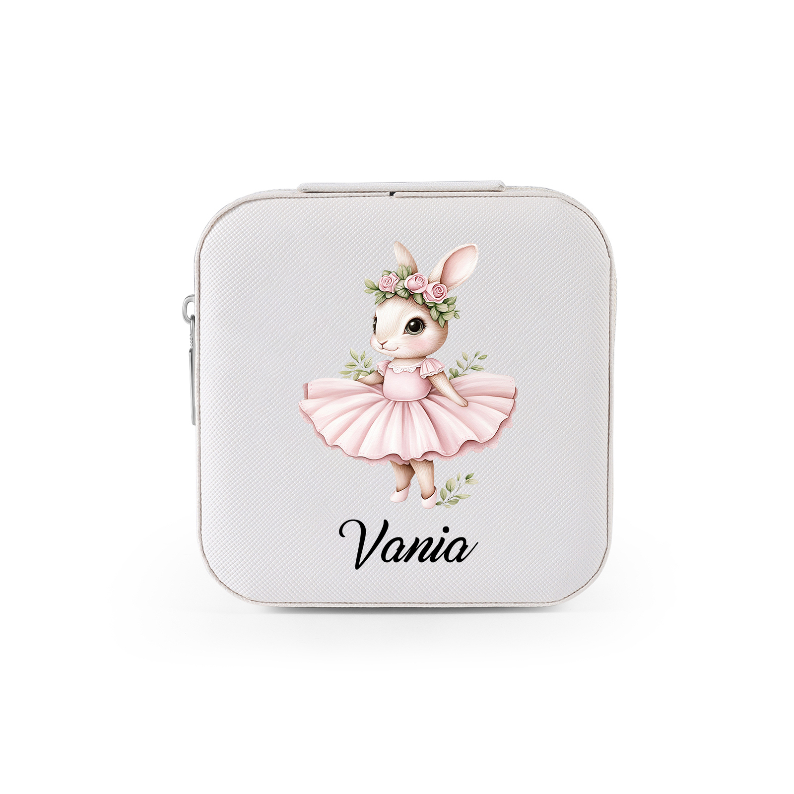 Personalisierter 1 Name Schmuckaufbewahrungsbox mit niedlichem Kaninch