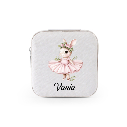 Personalisierter 1 Name Schmuckaufbewahrungsbox mit niedlichem Kaninch