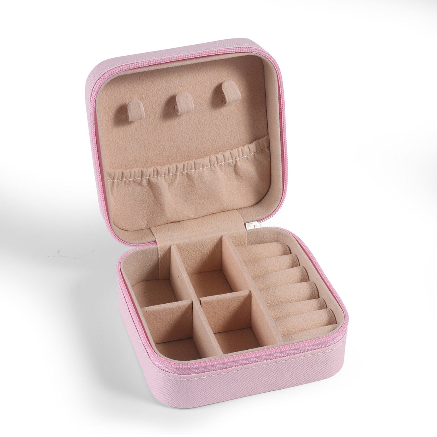 Personalisierter 1 Name Schmuckaufbewahrungsbox mit niedlichem Kaninchen – Tragbare quadratische Schmuckbox PU-Leder