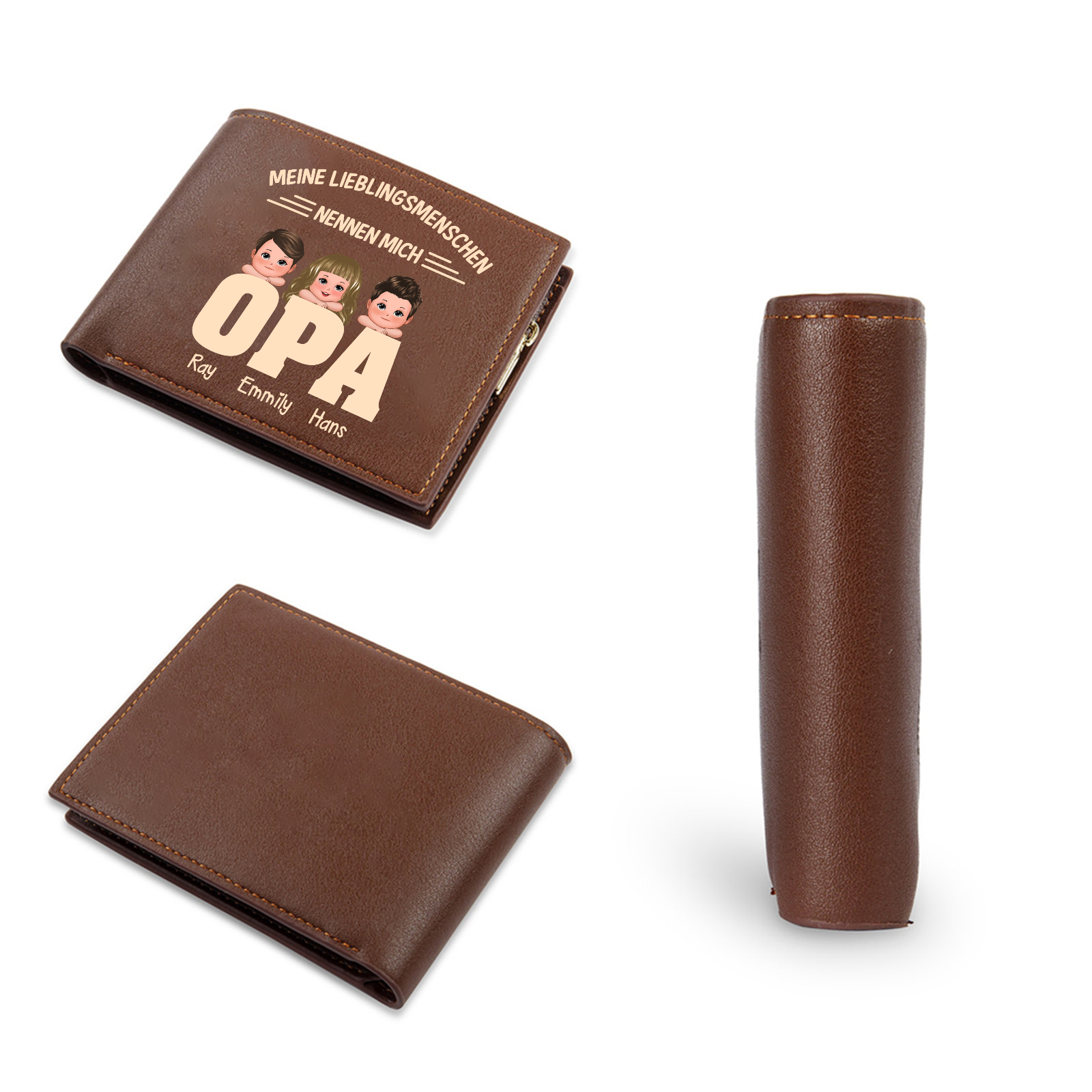 Meine Lieblingsmenschen nennen mich Opa Personalisierte Leder-Geldbörse
