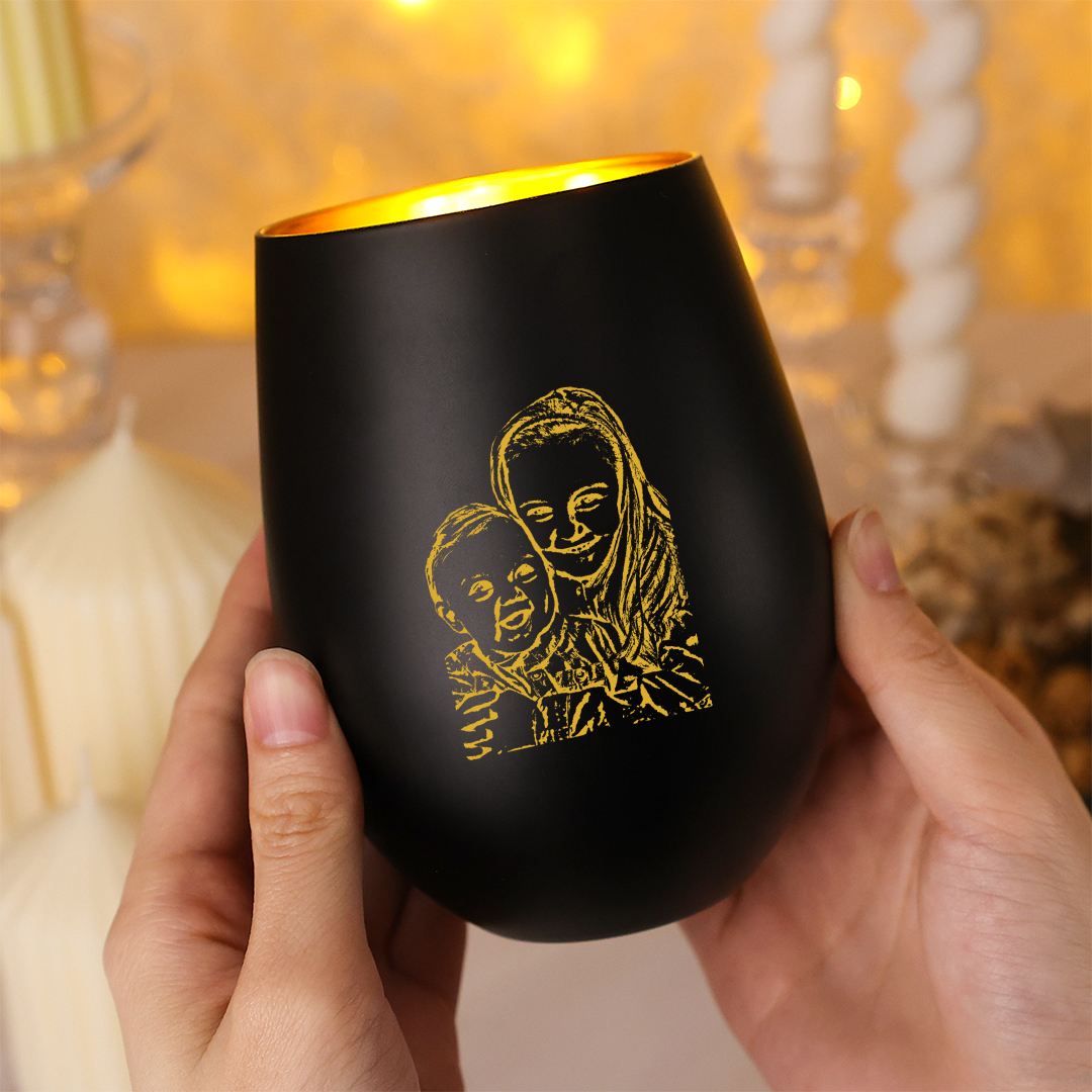Personalisierter Kerzenhalter aus Glas mit Foto Geschenk für Mama