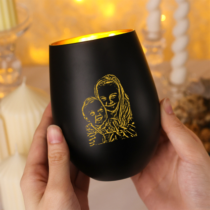 Personalisierter Kerzenhalter aus Glas mit Foto Geschenk für Mama