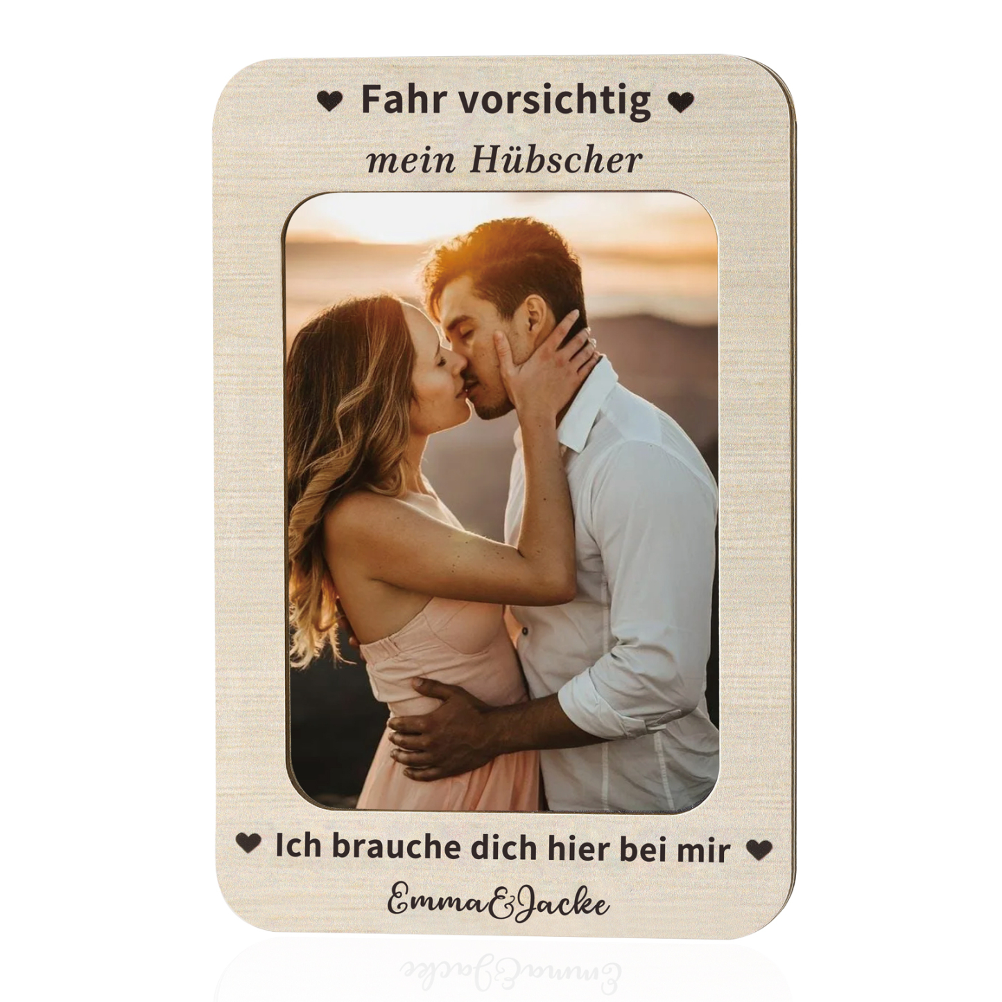 Personalisierter mit 1 Foto & 2 Namen Holzanhänger fürs Auto – Ein einzigartiges romantisches Erinnerungsstück