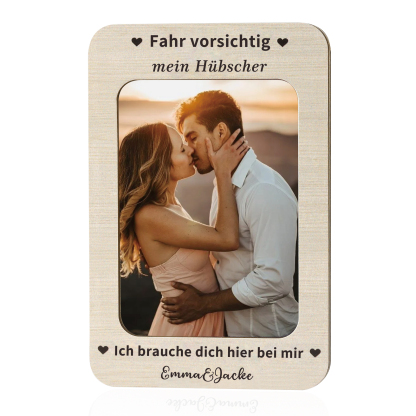 Personalisierter mit 1 Foto & 2 Namen Holzanhänger fürs Auto – Ein einzigartiges romantisches Erinnerungsstück