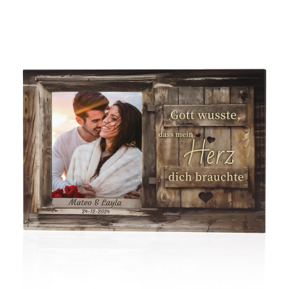 Personalisierter mit 1 Foto & 2 Namen & 1 Datum Holzanhänger fürs Auto – Ein einzigartiges romantisches Erinnerungsstück