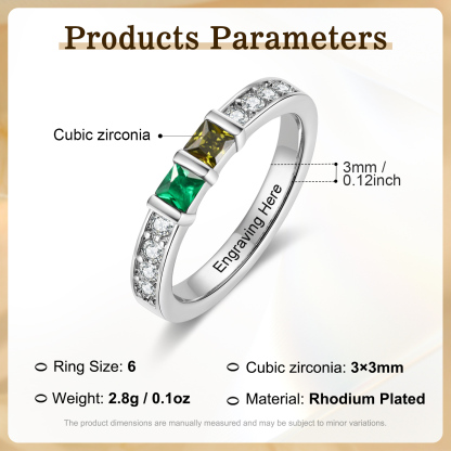 Personalisierter Ring mit Princess-Schliff & 2–4 Geburtssteinen