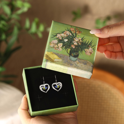 Personalisierte Herz Ohrringe mit 2 Geburtssteinen aus 925er Sterlingsilber