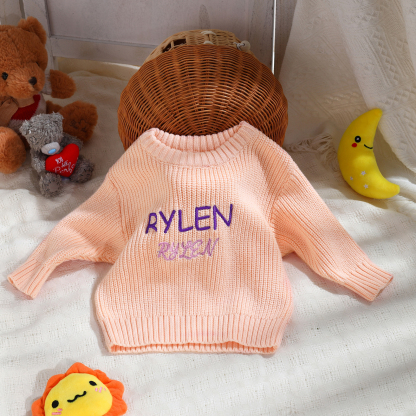 Personalisierte 2 Namen & Farbe Baby Kinder Baumwolle Pullover mit Run