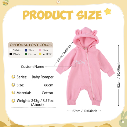 Personalisierbarer Name Baumwolle Babystrampler mit niedlicher Kapuze