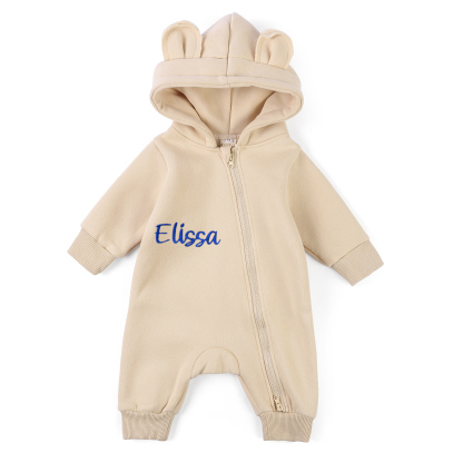 Personalisierbarer Name Babystrampler mit niedlicher Kapuze – Weich & 