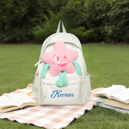 Personalisierte Name Nylon Rucksack Schüler Schultasche in 5 Farbe mit Seestern