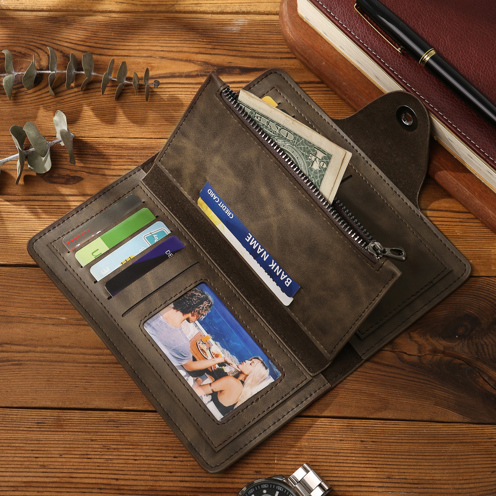 Personalisierte PU-Langbörse mit RFID-Schutz und eigener Foto-Gravur