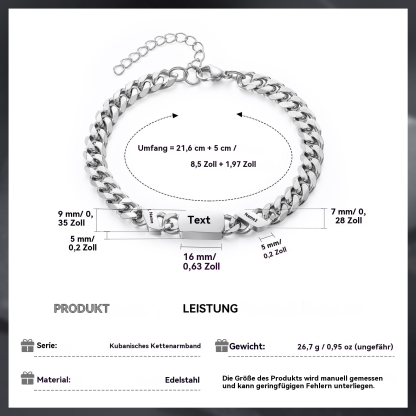 Herren Personalisierte 1-6 Namen Edelstahl Armband mit Text