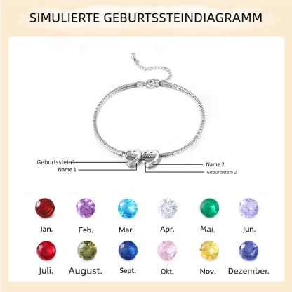 Personalisierte Herz Fußkette mit eingravierten 1-5 Namen & 1-5 Geburtssteinen-Geschenk für Frauen