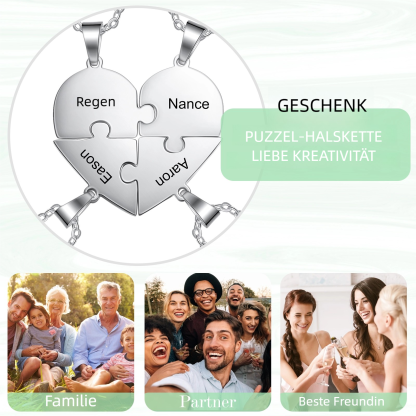 Personalisierte 2-8 Namen Stücke Herz Puzzle Halskette-Freundschaftsketten 