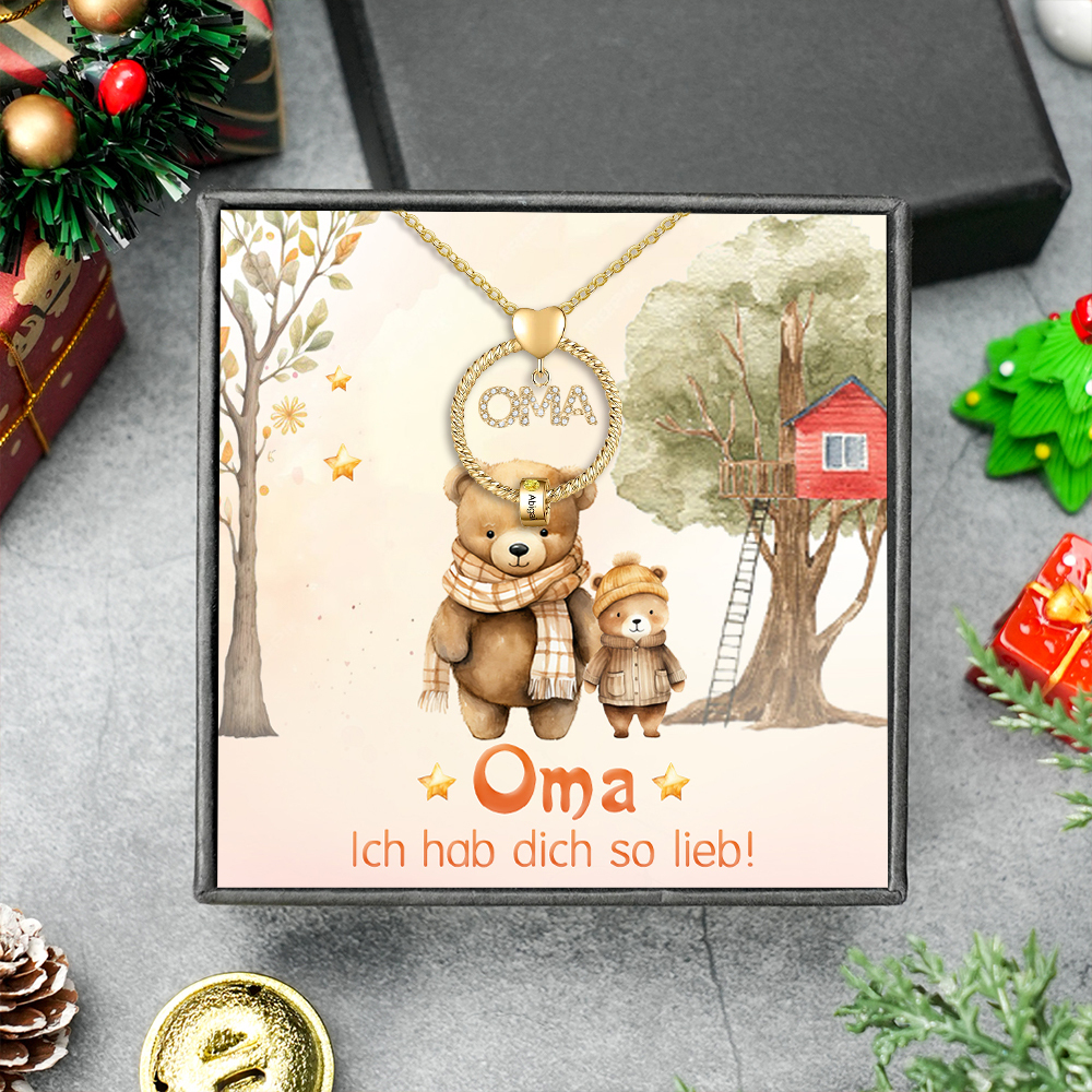 Kettenmachen Personalisierte 3 Namen Gravur "OMA" Halskette mit 3 Geburtssteinen-Oma wir haben dich so lieb-Geschenk mit Nachrichtenkarte 23.99