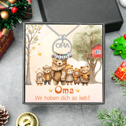 Personalisierte 1-5 Namen Gravur OMA Halskette mit 1-5 Geburtssteinen-Oma Wir haben dich so lieb-Geschenk mit Nachrichtenkarte
